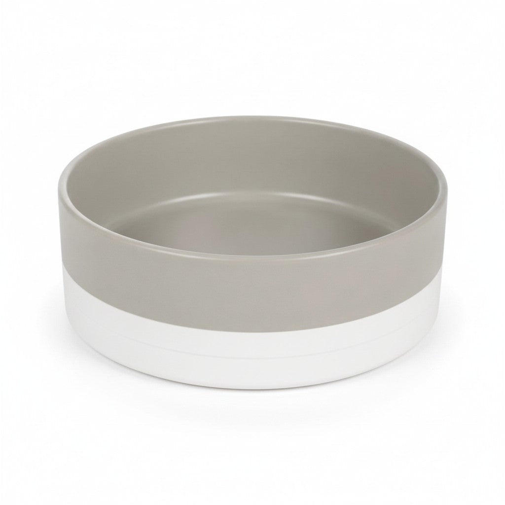 Gamelle pour chien en céramique gris taupe et blanche de 450ml 15cm bol lourd antidérapant design pour chien