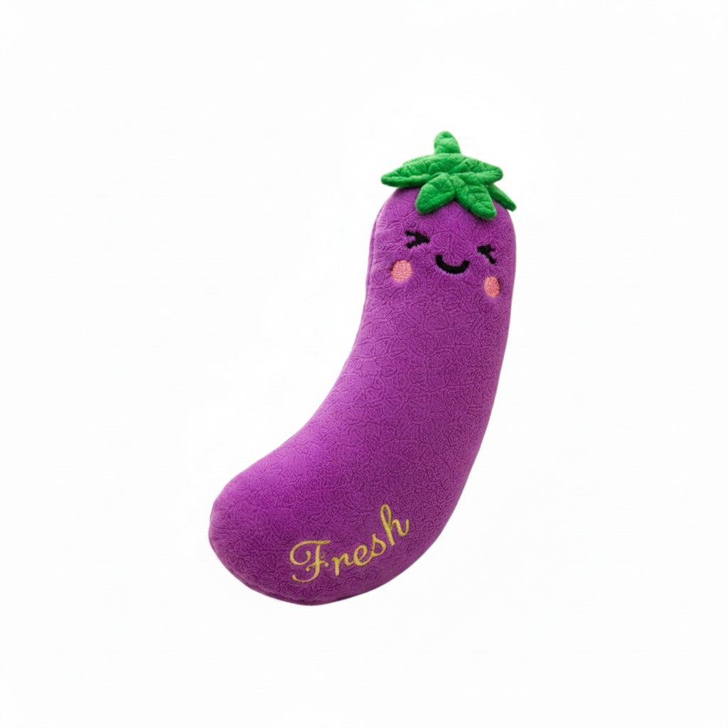 Jouet peluche chien aubergine violette Fresh kawaii qui couine