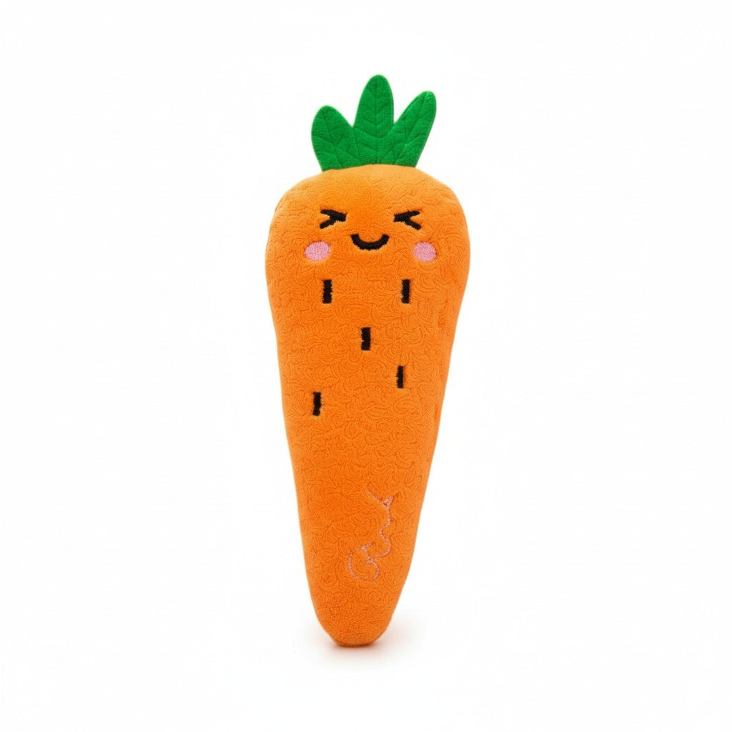 Jouet peluche chien carotte orange kawaii qui couine