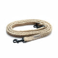 Laisse longue multifonction chien Trufois Beary Adorable beige bouclette doudou 200cm largeur 2cm double mousqueton pivotant 360 noir avec logo Trufois