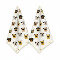 Lot de 2 torchons microfibre blancs motif chiens kawaii bouledogue dalmatien york liseré jaune torchon cuisine absorbant