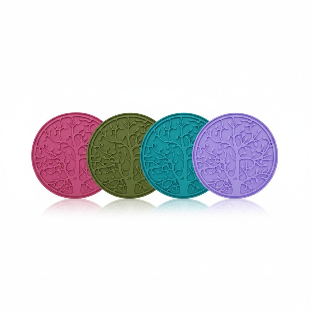 Tapis de léchage Arbre de Vie pour chien et chat disponible en rose, vert olive, bleu et violet