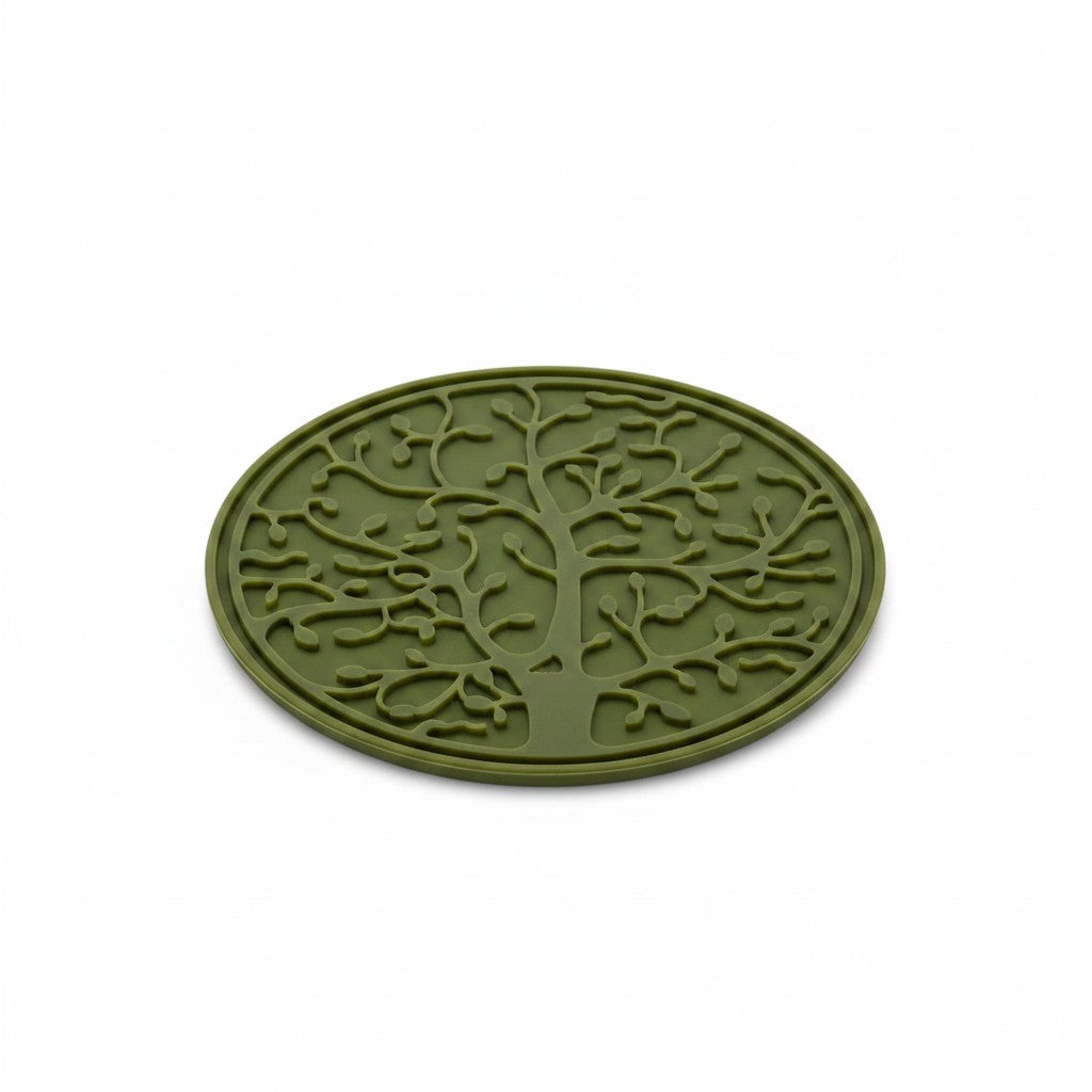 Tapis de léchage Arbre de Vie vert olive pour chien et chat avec ventouses
